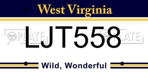 LJT558 West Virginia License Plate