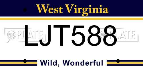 LJT588 West Virginia License Plate