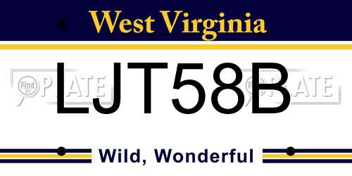 LJT58B West Virginia License Plate