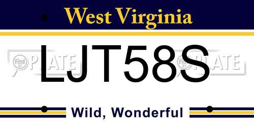 LJT58S West Virginia License Plate