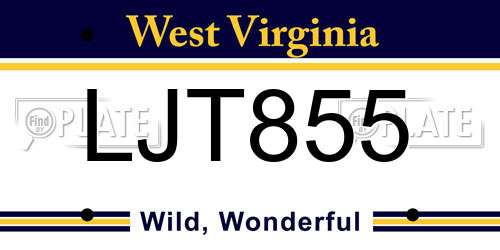 LJT855 West Virginia License Plate