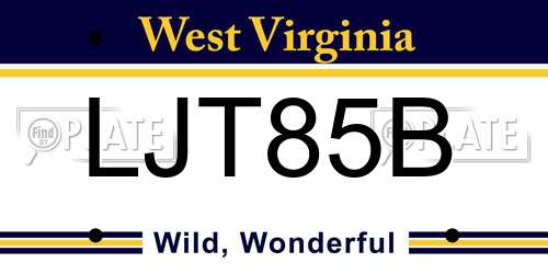 LJT85B West Virginia License Plate