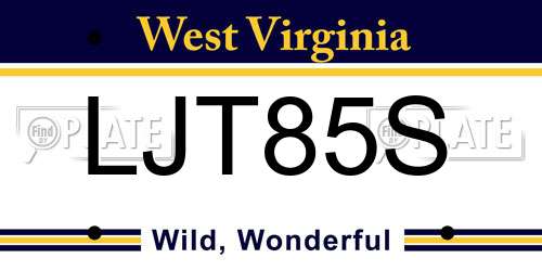 LJT85S West Virginia License Plate