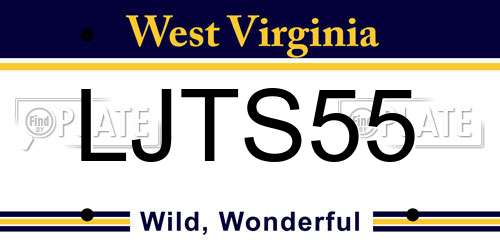 LJTS55 West Virginia License Plate