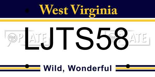 LJTS58 West Virginia License Plate