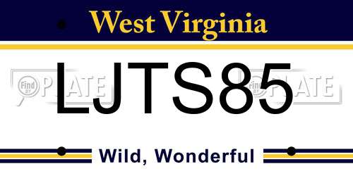 LJTS85 West Virginia License Plate