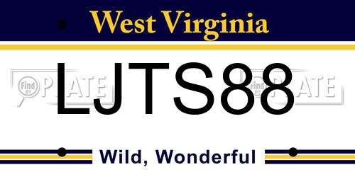 LJTS88 West Virginia License Plate
