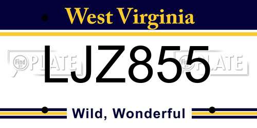 LJZ855 West Virginia License Plate