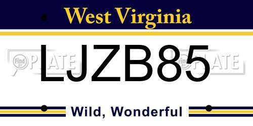 LJZB85 West Virginia License Plate
