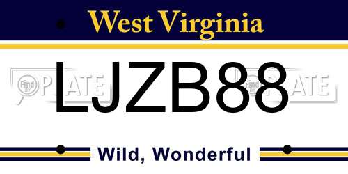 LJZB88 West Virginia License Plate