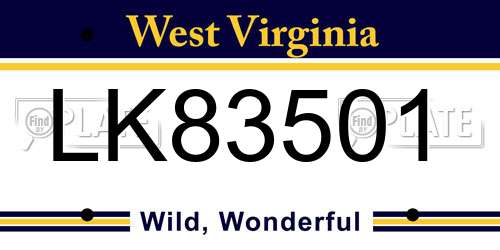 LK83501 West Virginia License Plate