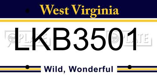 LKB3501 West Virginia License Plate