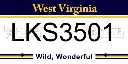 LKS3501 West Virginia License Plate