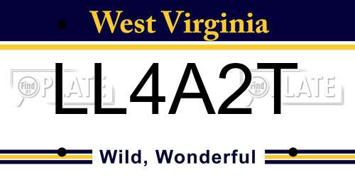 LL4A2T West Virginia License Plate