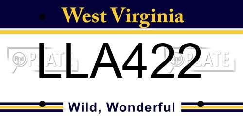 LLA422 West Virginia License Plate