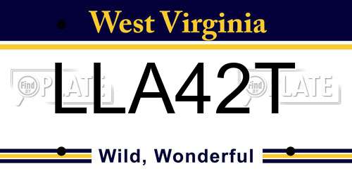 LLA42T West Virginia License Plate
