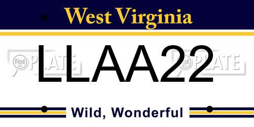 LLAA22 West Virginia License Plate