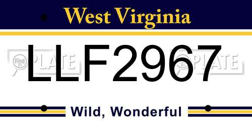LLF2967 West Virginia License Plate
