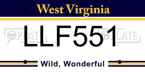 LLF551 West Virginia License Plate