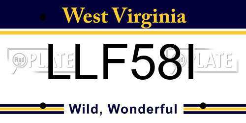 LLF58I West Virginia License Plate