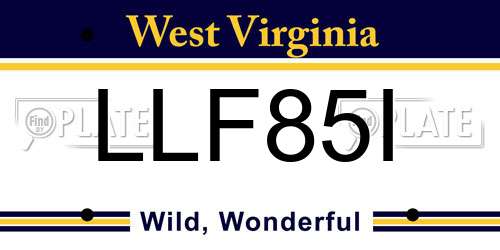 LLF85I West Virginia License Plate