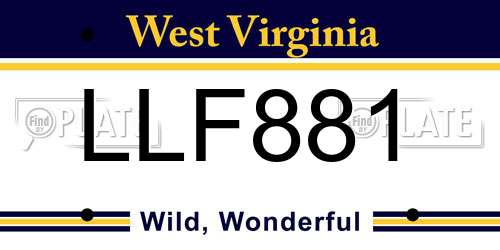 LLF881 West Virginia License Plate