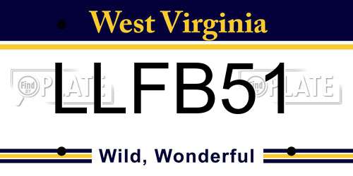 LLFB51 West Virginia License Plate