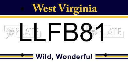 LLFB81 West Virginia License Plate