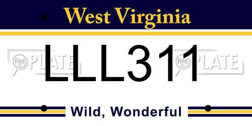 LLL311 West Virginia License Plate