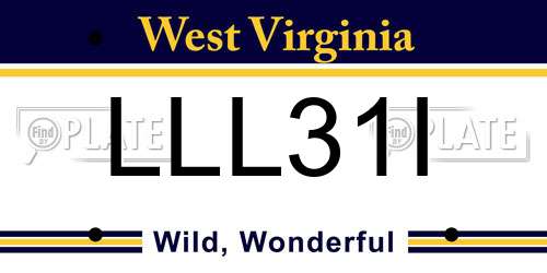 LLL31I West Virginia License Plate
