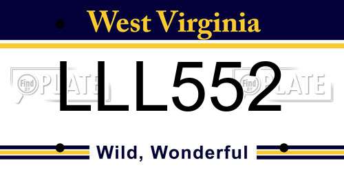 LLL552 West Virginia License Plate