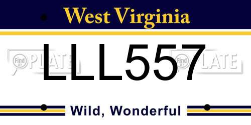 LLL557 West Virginia License Plate
