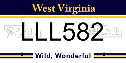 LLL582 West Virginia License Plate