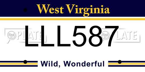 LLL587 West Virginia License Plate