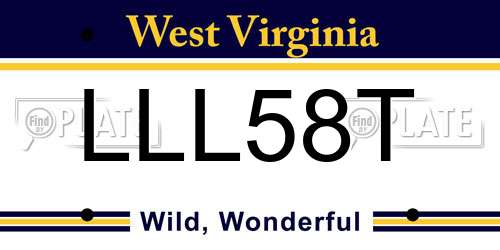LLL58T West Virginia License Plate