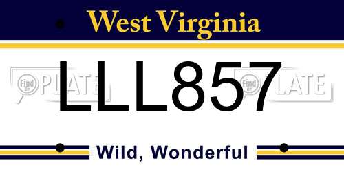 LLL857 West Virginia License Plate