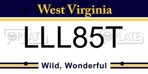 LLL85T West Virginia License Plate