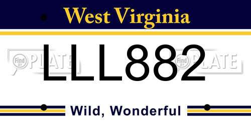 LLL882 West Virginia License Plate