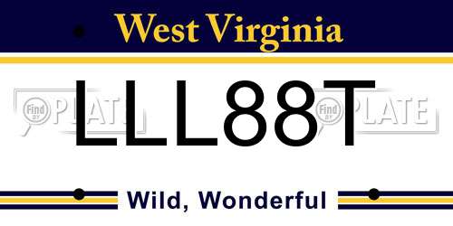 LLL88T West Virginia License Plate