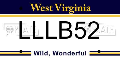 LLLB52 West Virginia License Plate