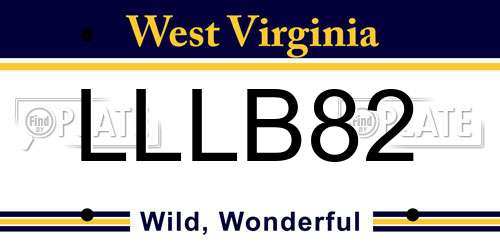 LLLB82 West Virginia License Plate