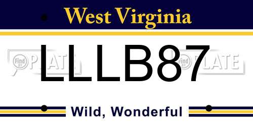 LLLB87 West Virginia License Plate