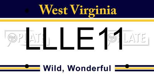 LLLE11 West Virginia License Plate