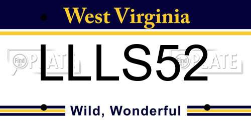 LLLS52 West Virginia License Plate