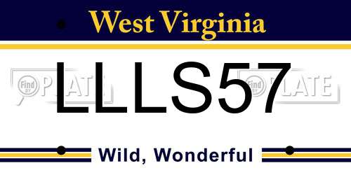 LLLS57 West Virginia License Plate