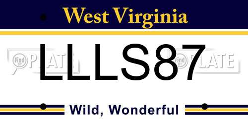 LLLS87 West Virginia License Plate