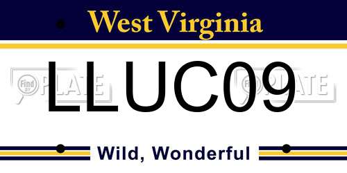 LLUC09 West Virginia License Plate