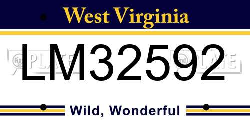 LM32592 West Virginia License Plate