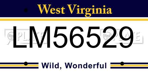 LM56529 West Virginia License Plate