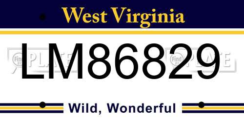 LM86829 West Virginia License Plate